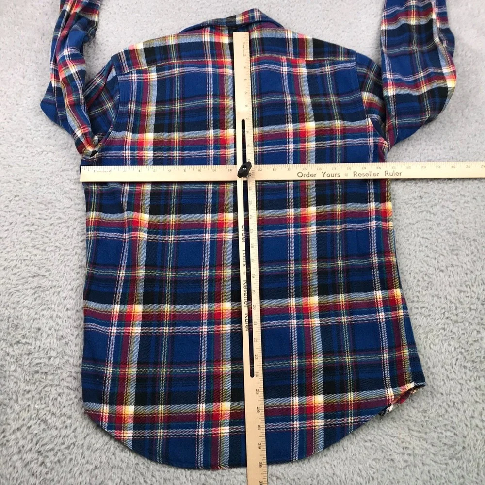Polo Ralph Lauren Shirt Mens M Blue Plaid Flannel Button Up Pocket Long Sleeve